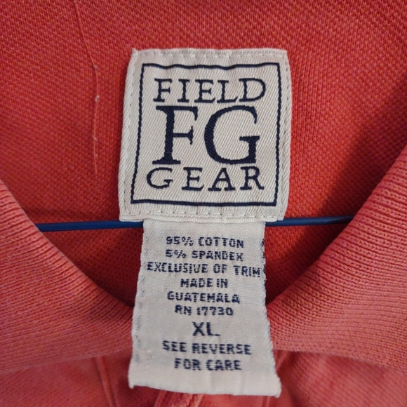 Field Gear Men's Polo Shirt Orange Solid 95%Cotton / 5% Spandex Size  X-Large - Picture 3 of 7